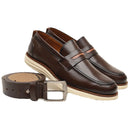 Kit Sapato Oxford Masculino em Couro Leve e Confortável + Cinto em Couro